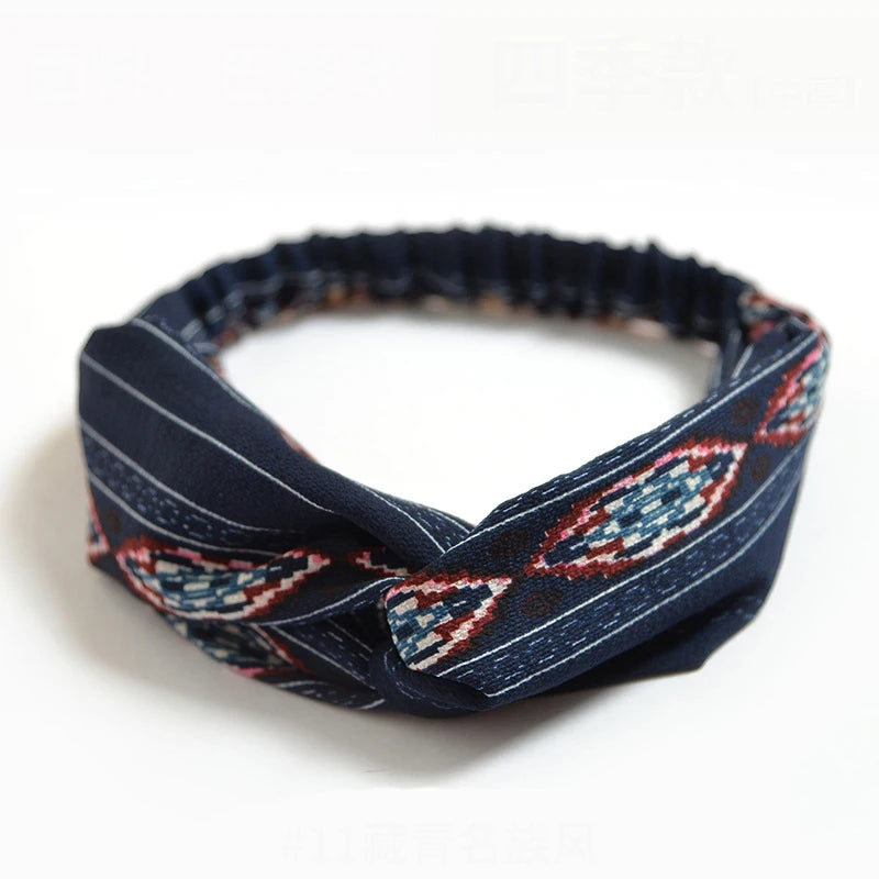 Bohemian Print Cross Turban Headbands