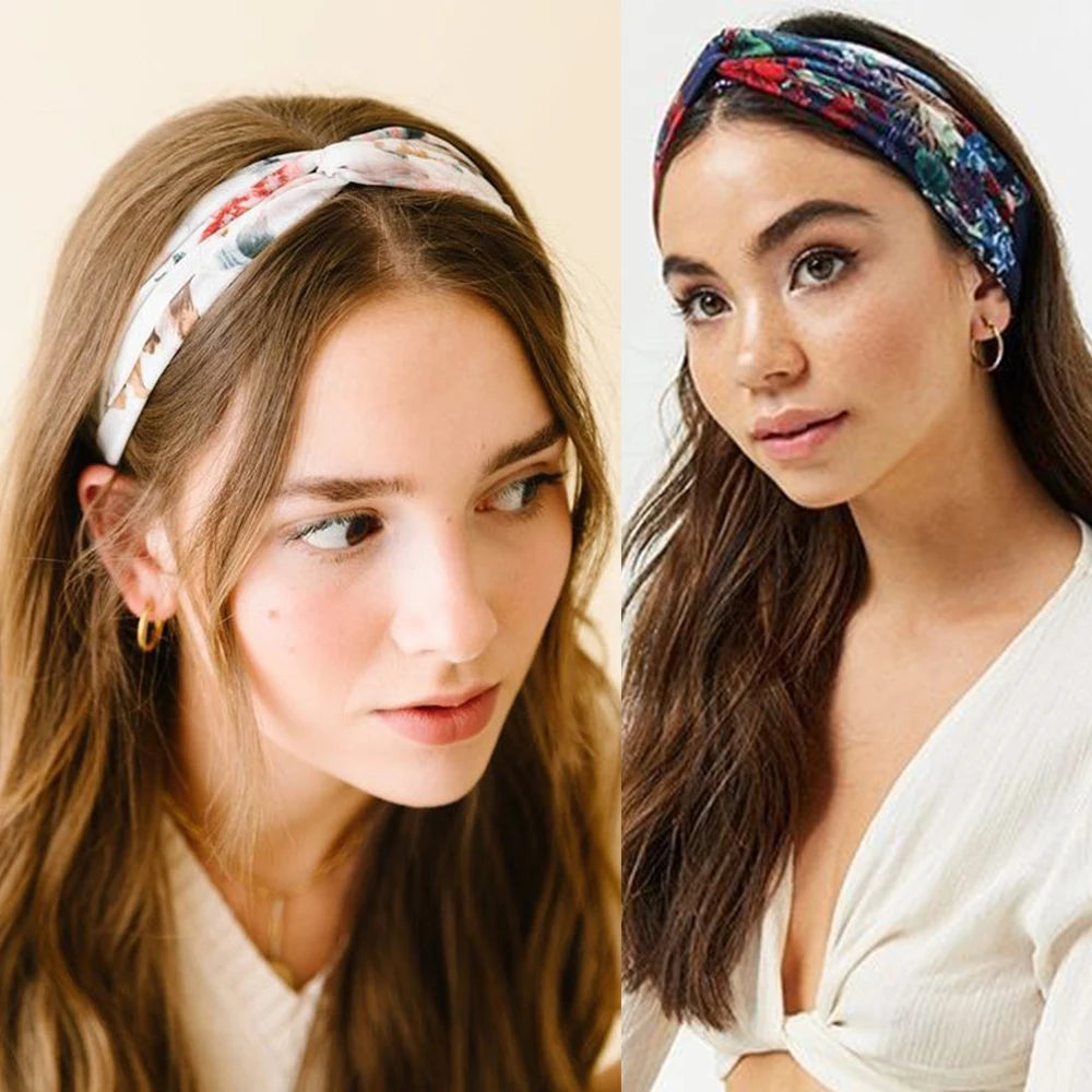 Bohemian Print Cross Turban Headbands