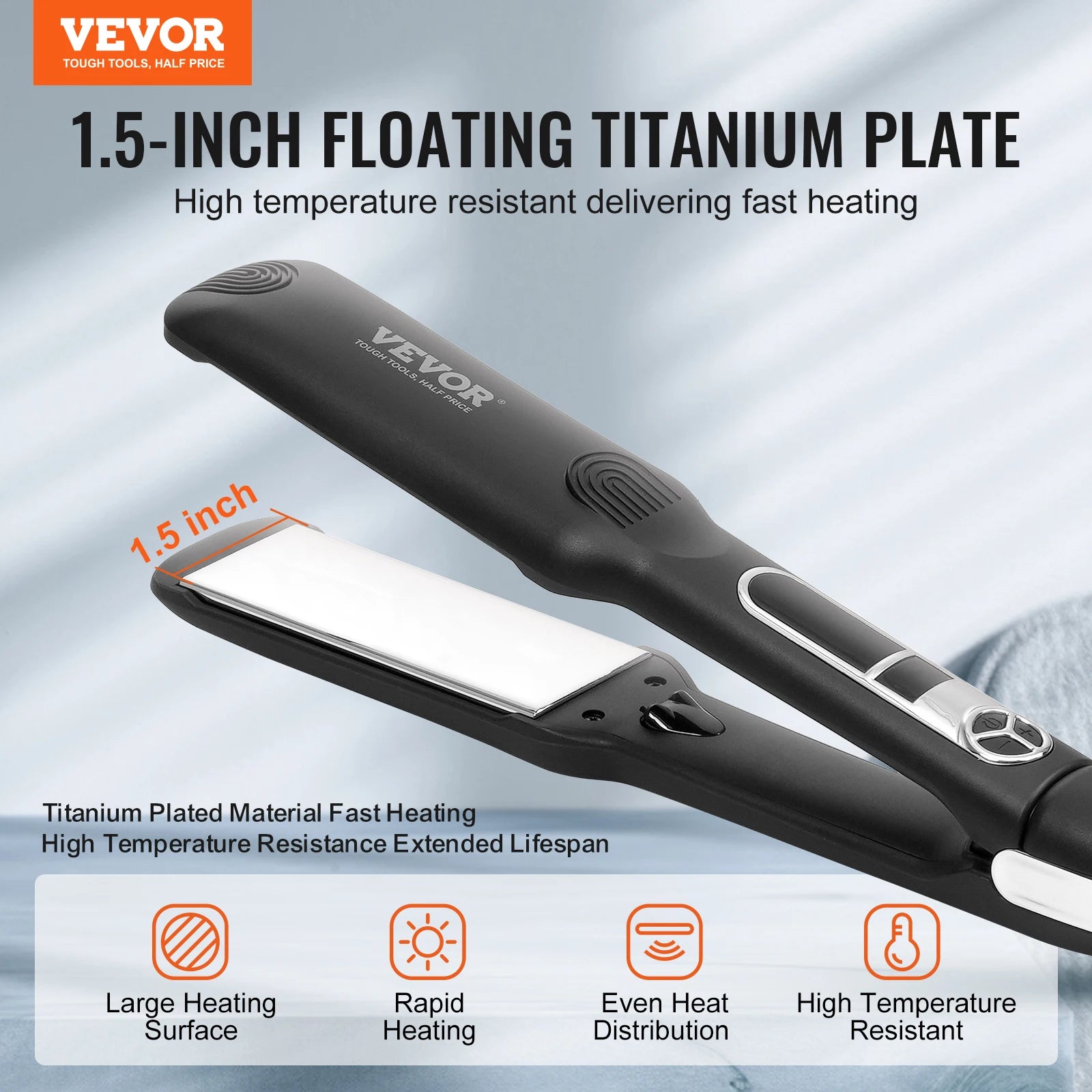 VEVOR Hair Straightener with LCD & 25 Temp Levels