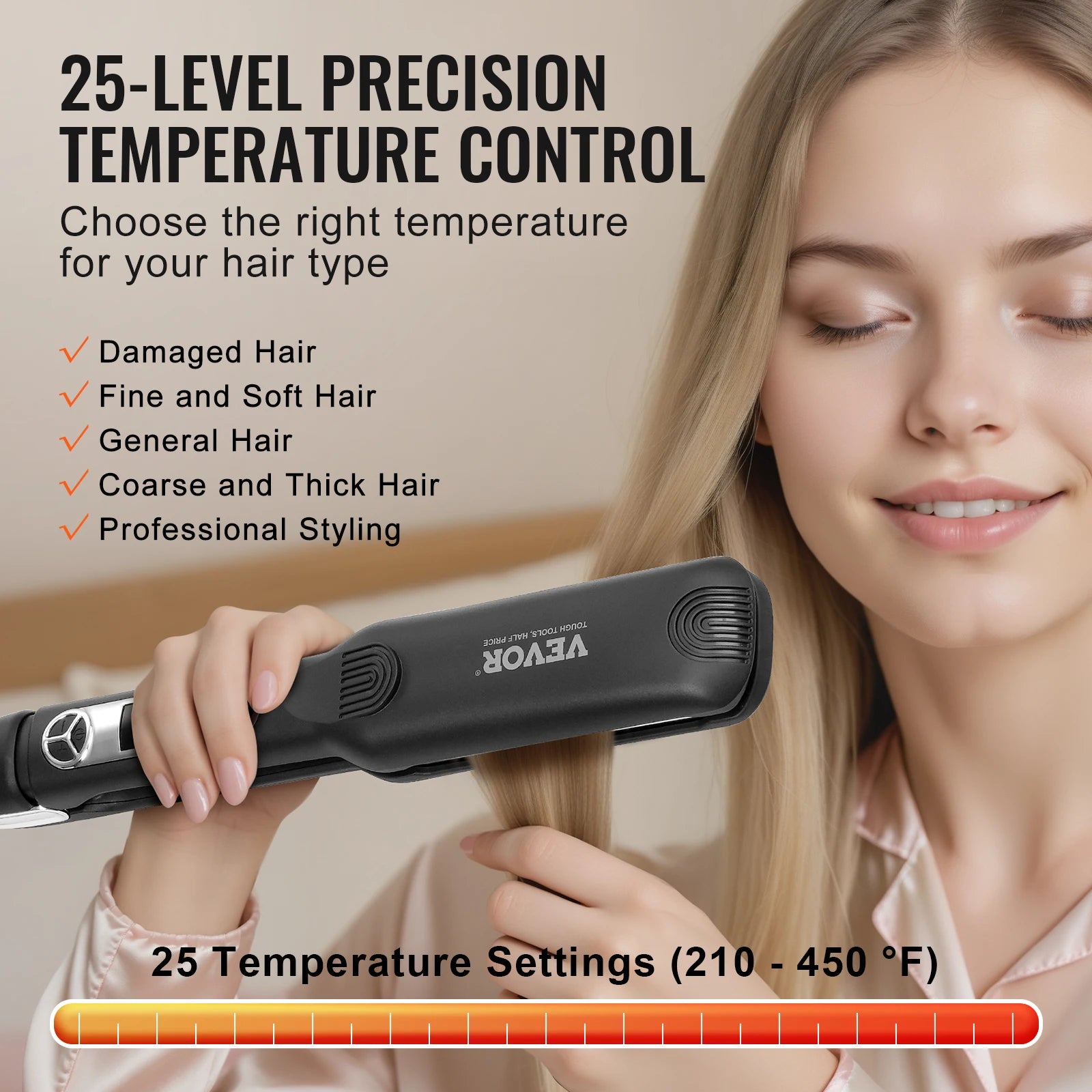 VEVOR Hair Straightener with LCD & 25 Temp Levels