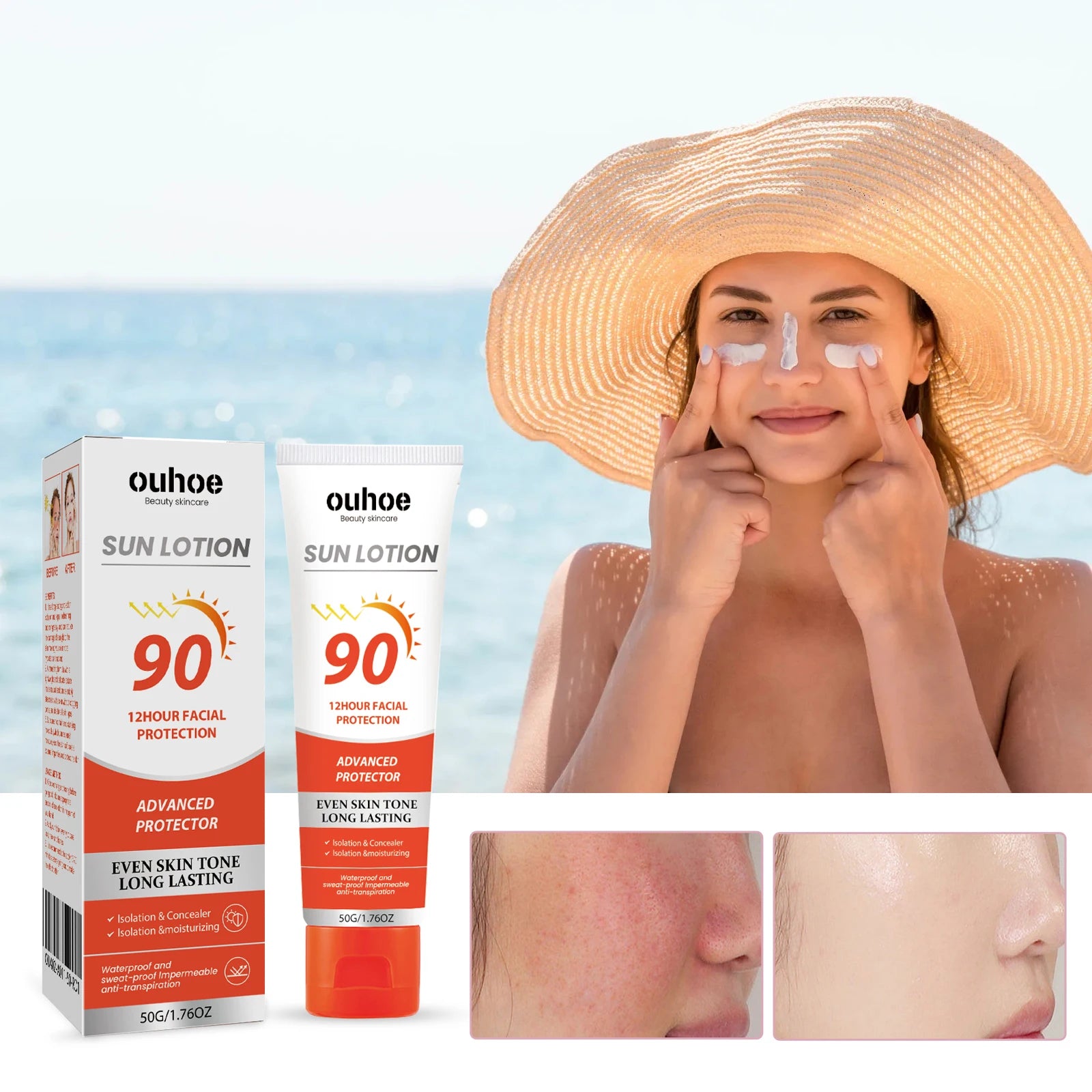 OUHOE Sun Lotion – 12-Hour Long-Lasting Facial & Body UV Protection