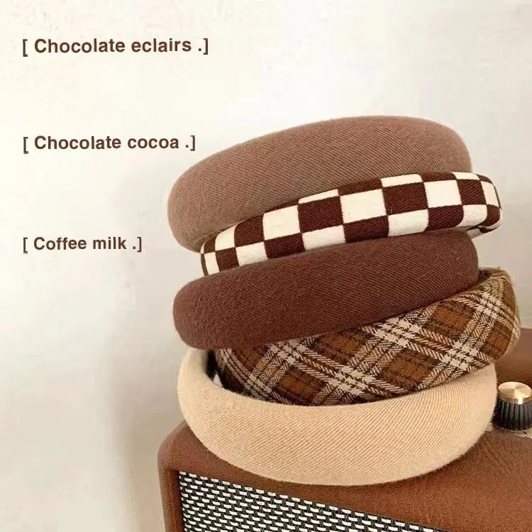 Vintage Lattice Print Wide Elastic Hairband