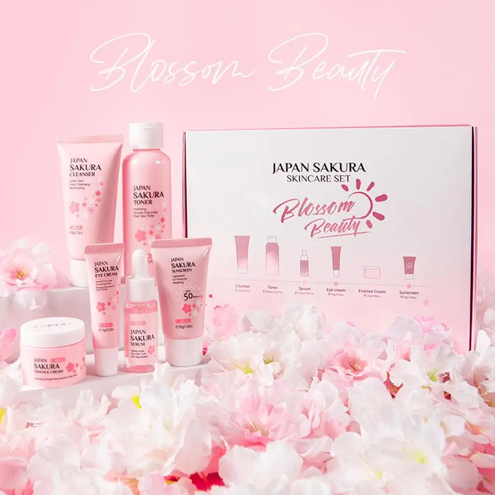 6pcs Sakura Skin Care Set with Face Cream & Serum