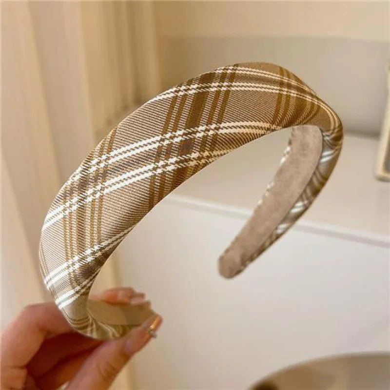Vintage Lattice Print Wide Elastic Hairband