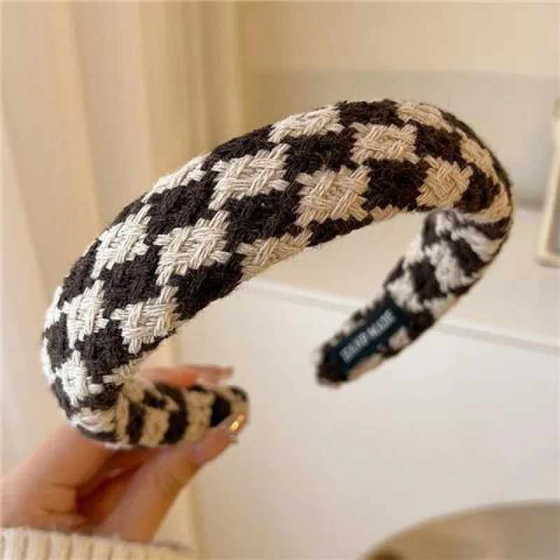 Vintage Lattice Print Wide Elastic Hairband