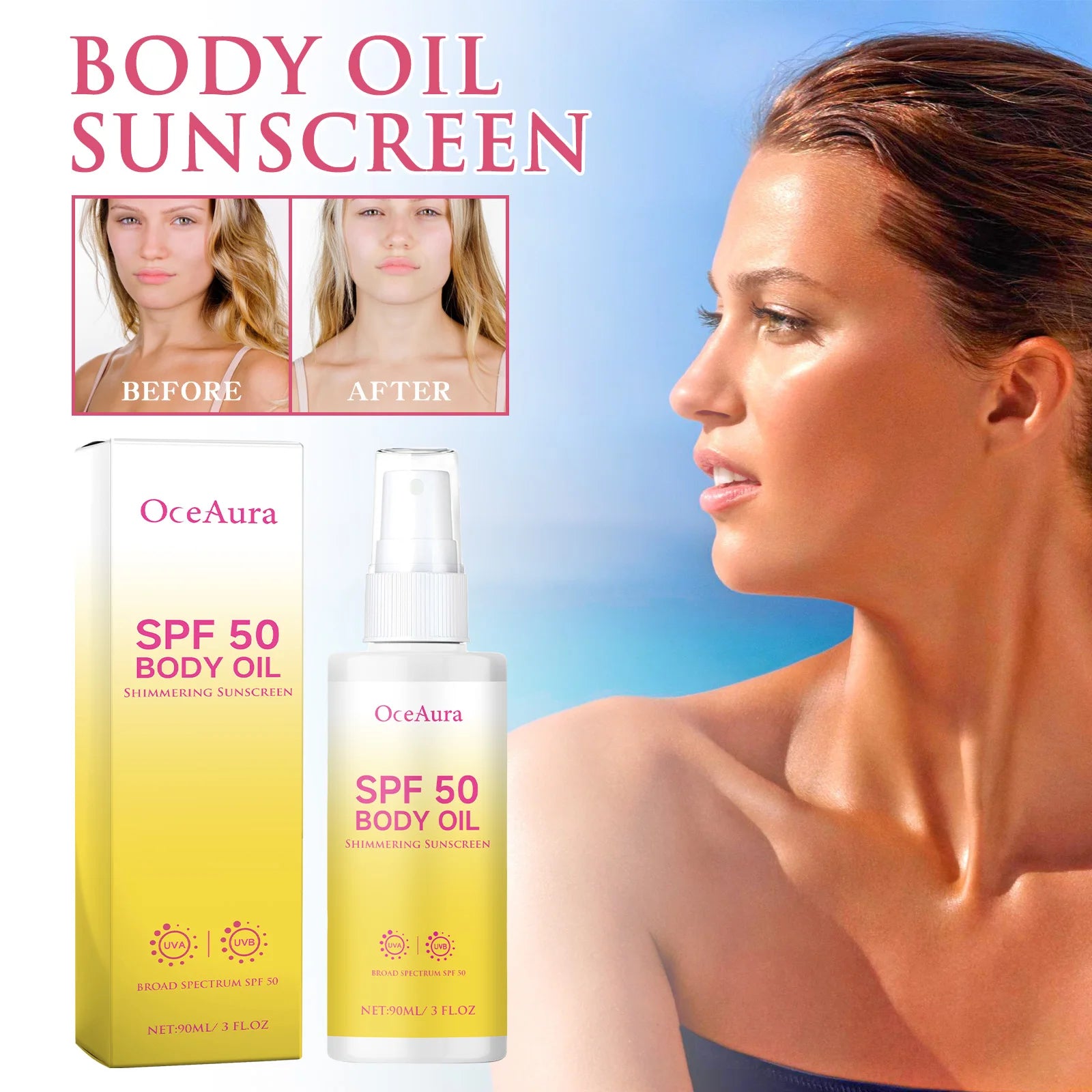 OceAura Body Oil Sunscreen SPF Sun Drops