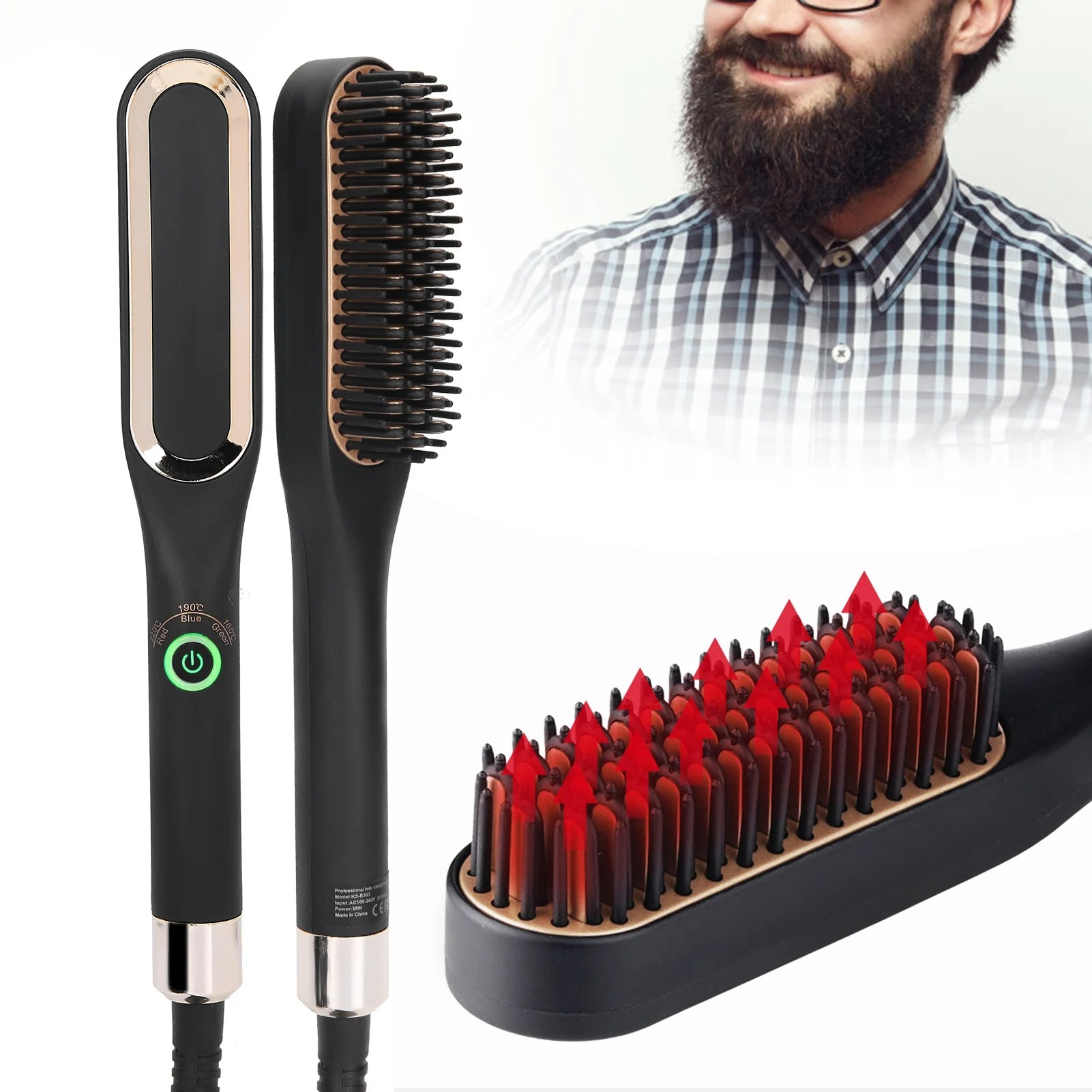 Electric Beard Straightener Brush for Men