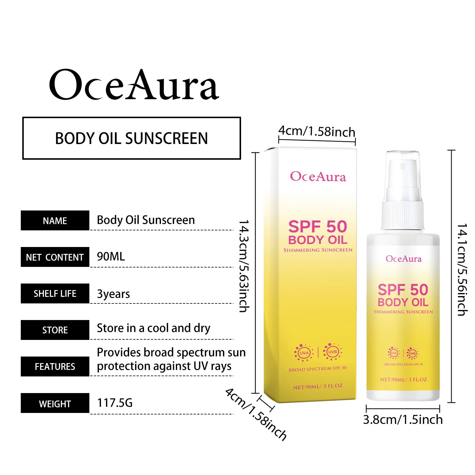 OceAura Body Oil Sunscreen SPF Sun Drops