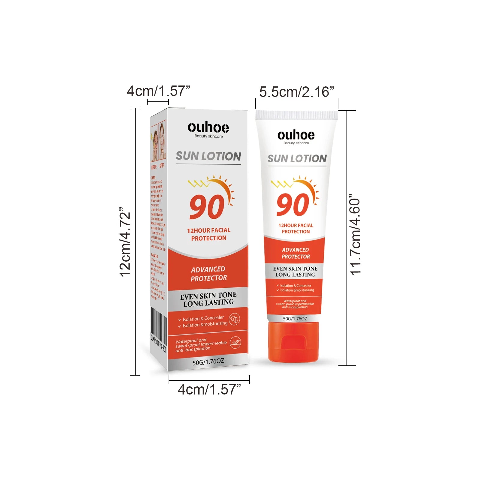 OUHOE Sun Lotion – 12-Hour Long-Lasting Facial & Body UV Protection