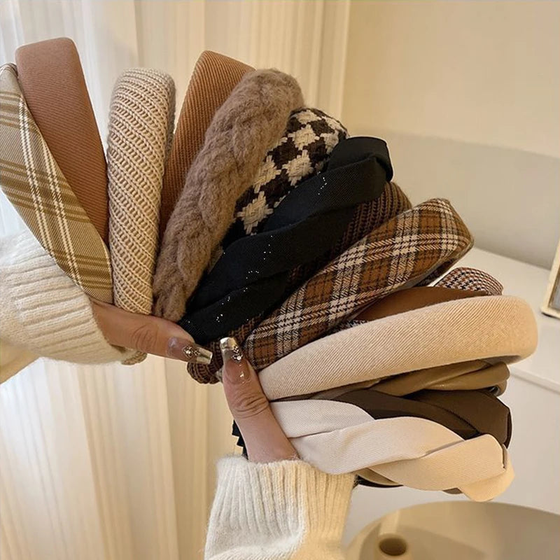 Vintage Lattice Print Wide Elastic Hairband