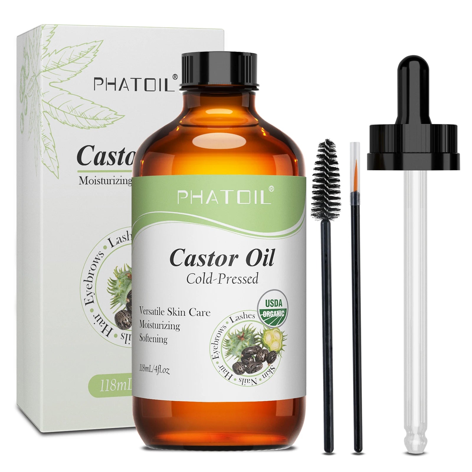 PHATOIL Organic Cold-Pressed Castor Oil (236 ml/118 ml)