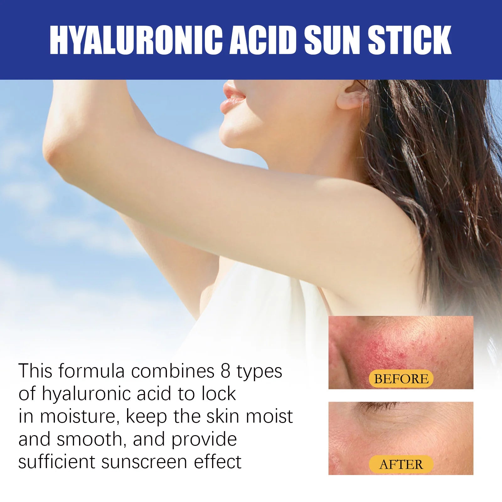 Hyaluronic Acid Sunscreen Stick SPF Moisturizing & UV Protection