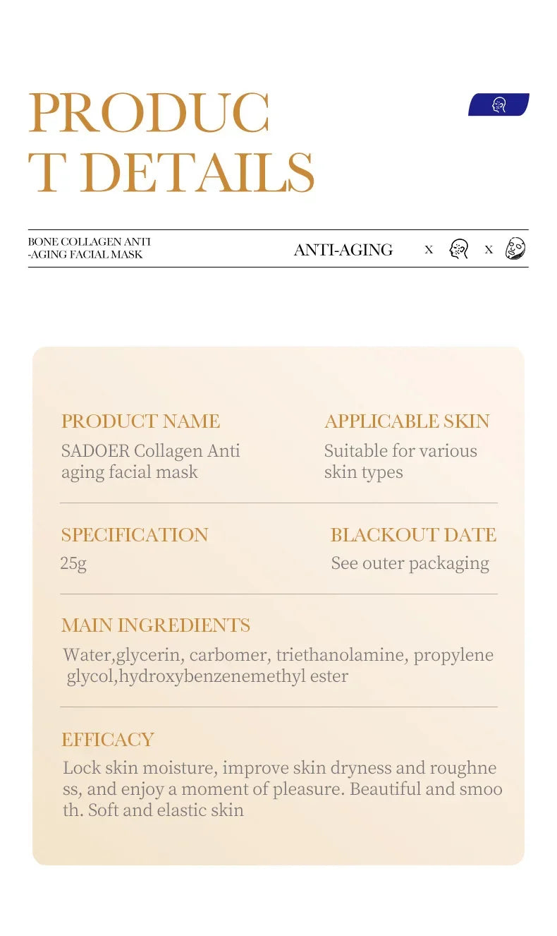 10pcs Collagen Anti-Wrinkle Face Masks