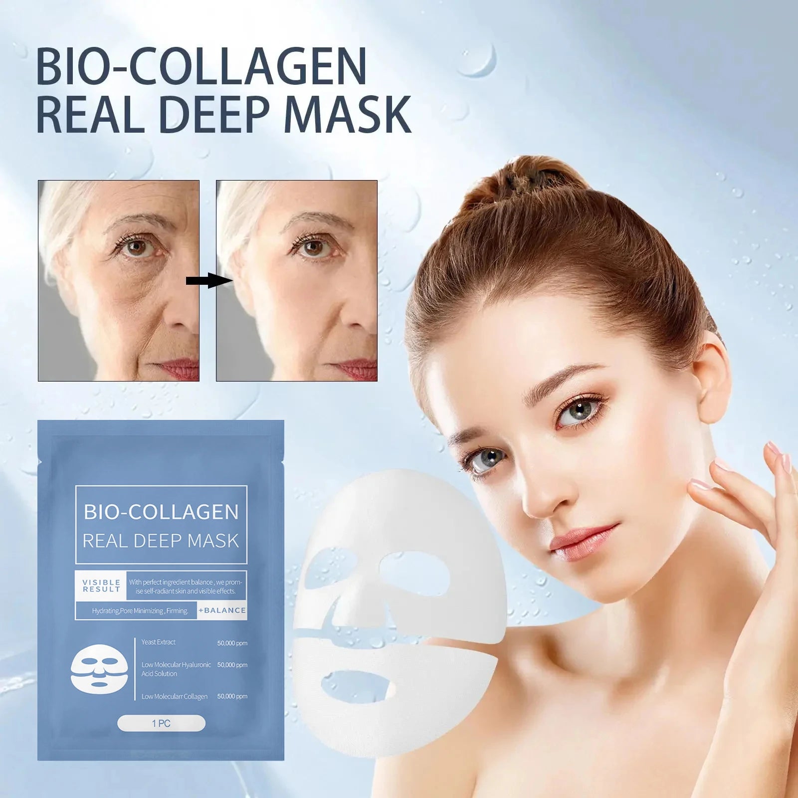 1/3/5/10PCS Bio Collagen Face MaskBio Collagen Face Mask – Anti-Aging & Firming (1/3/5/10pcs) Anti Wrinkle Fade Face Fine Line Lift Firm Skin Anti-Aging Brighten SkinCare Korean Cosmetics