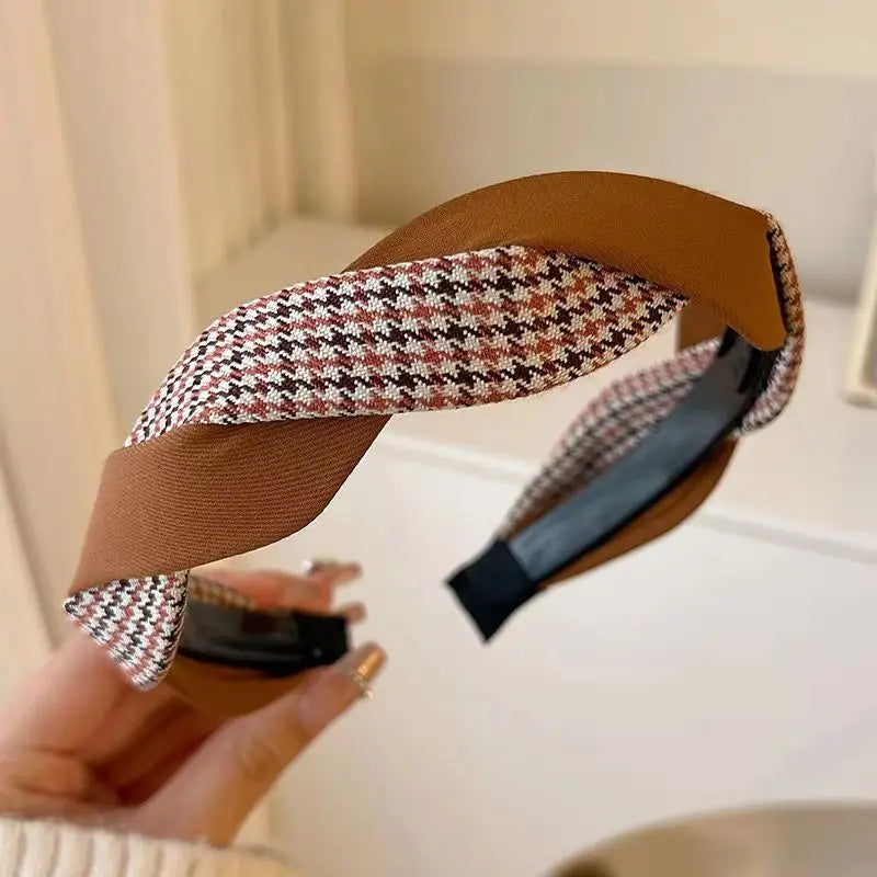 Vintage Lattice Print Wide Elastic Hairband